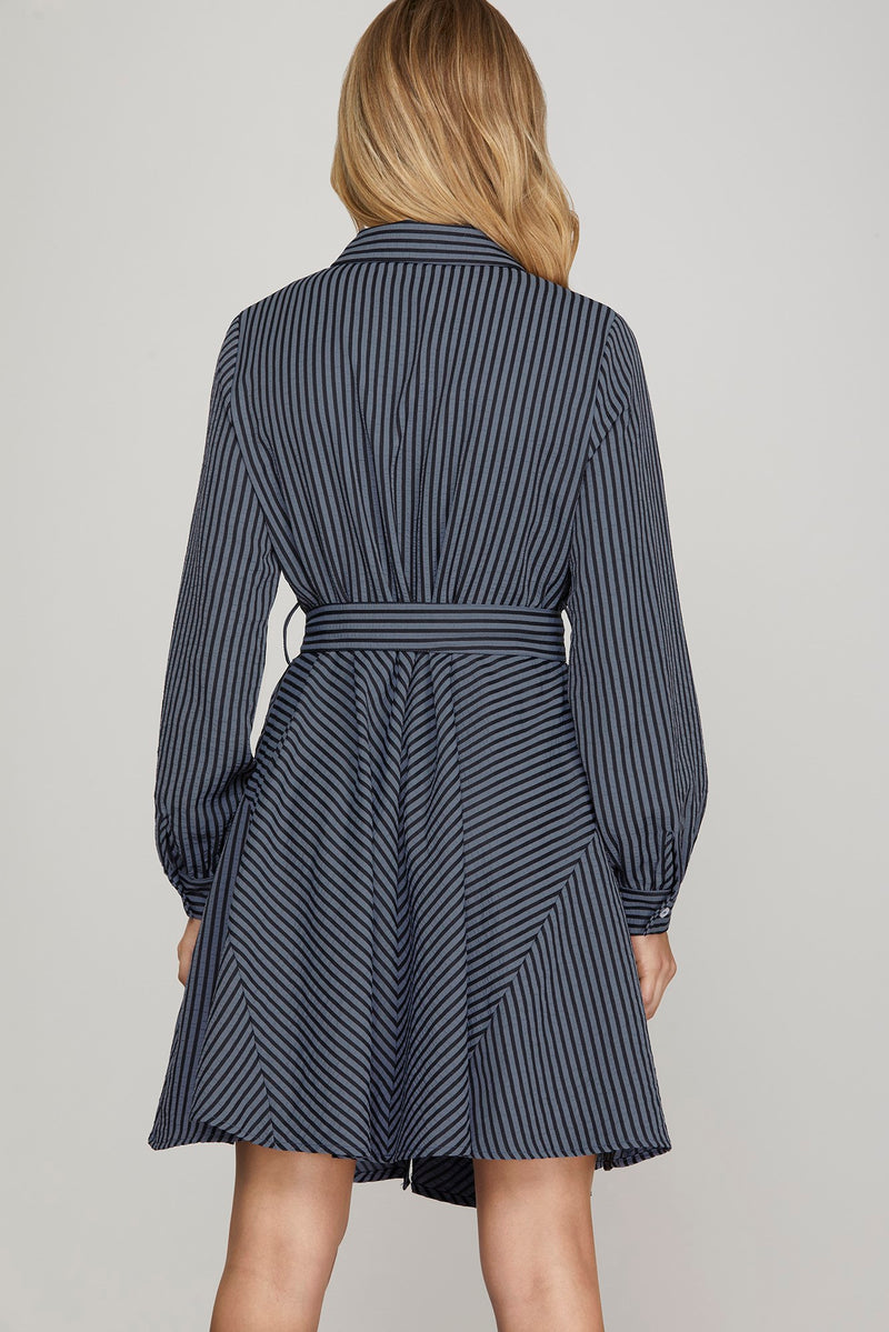 Navy Stripe Mini Dress