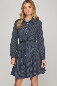Navy Stripe Mini Dress