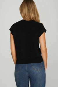 Black Sequin Bow Sweater