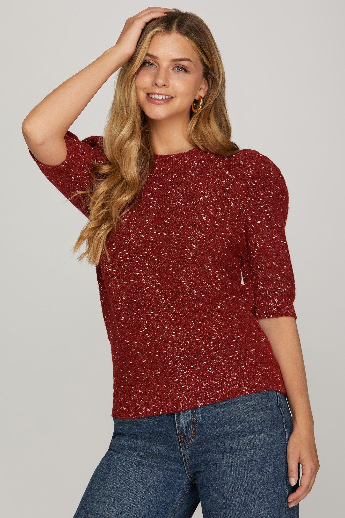 Wine Metallic Sweater