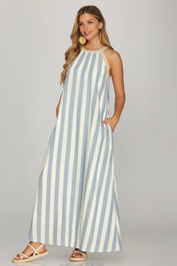 Blue Stripe Coastal Maxi