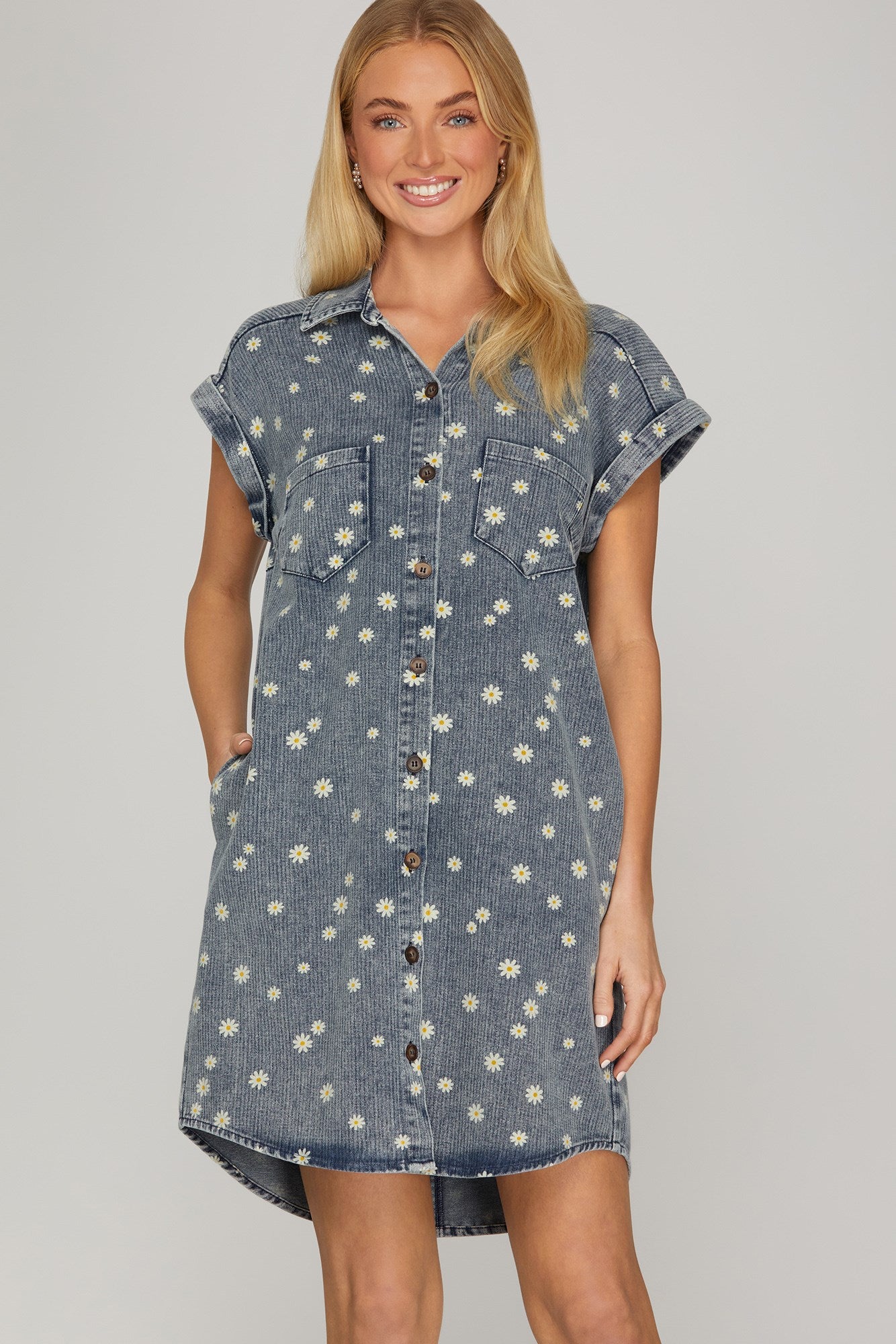 Floral Denim Shirt Dress