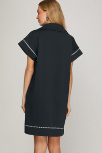 Navy Collared Knit Dress