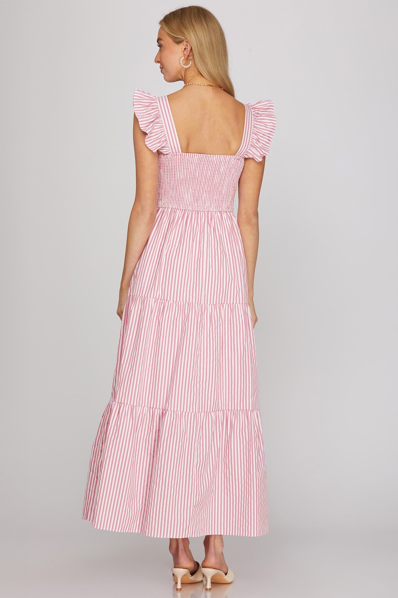Pink Stripe Tiered Maxi