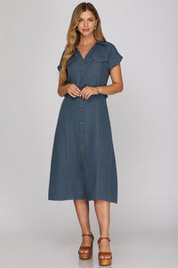 Dark Denim Buttondown Midi