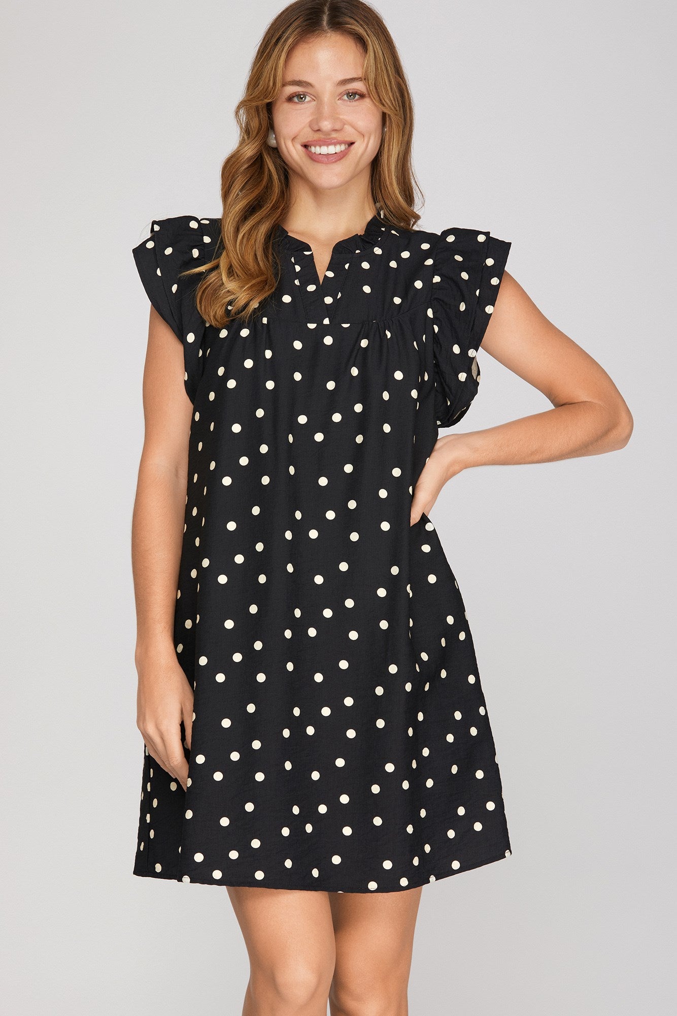 Black Polka Dot Mini Dress