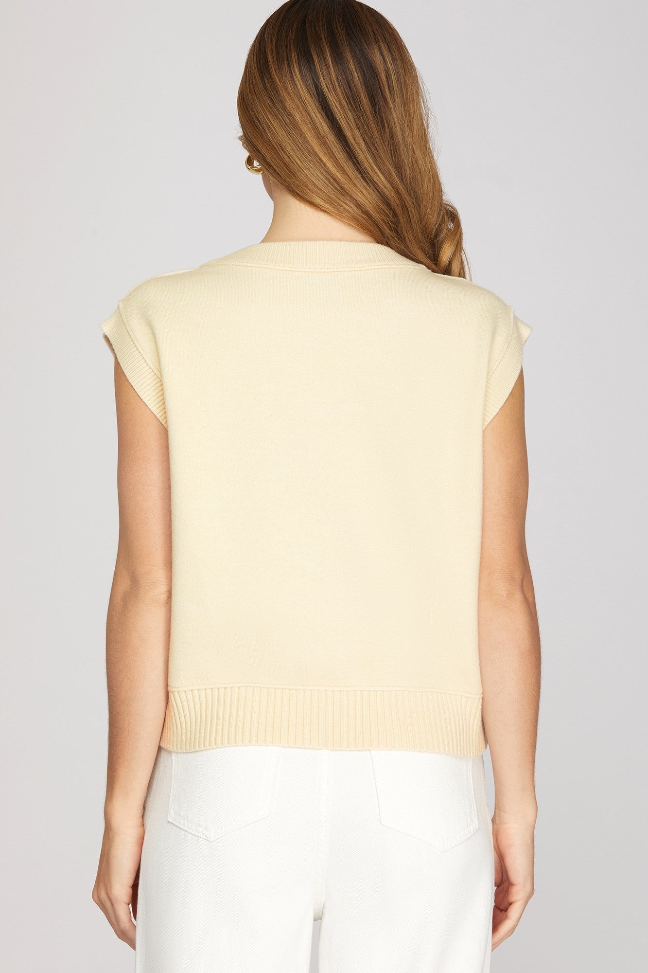 Cream Button-Front Vest