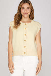 Cream Button-Front Vest