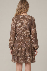 Mocha Floral Tiered Dress