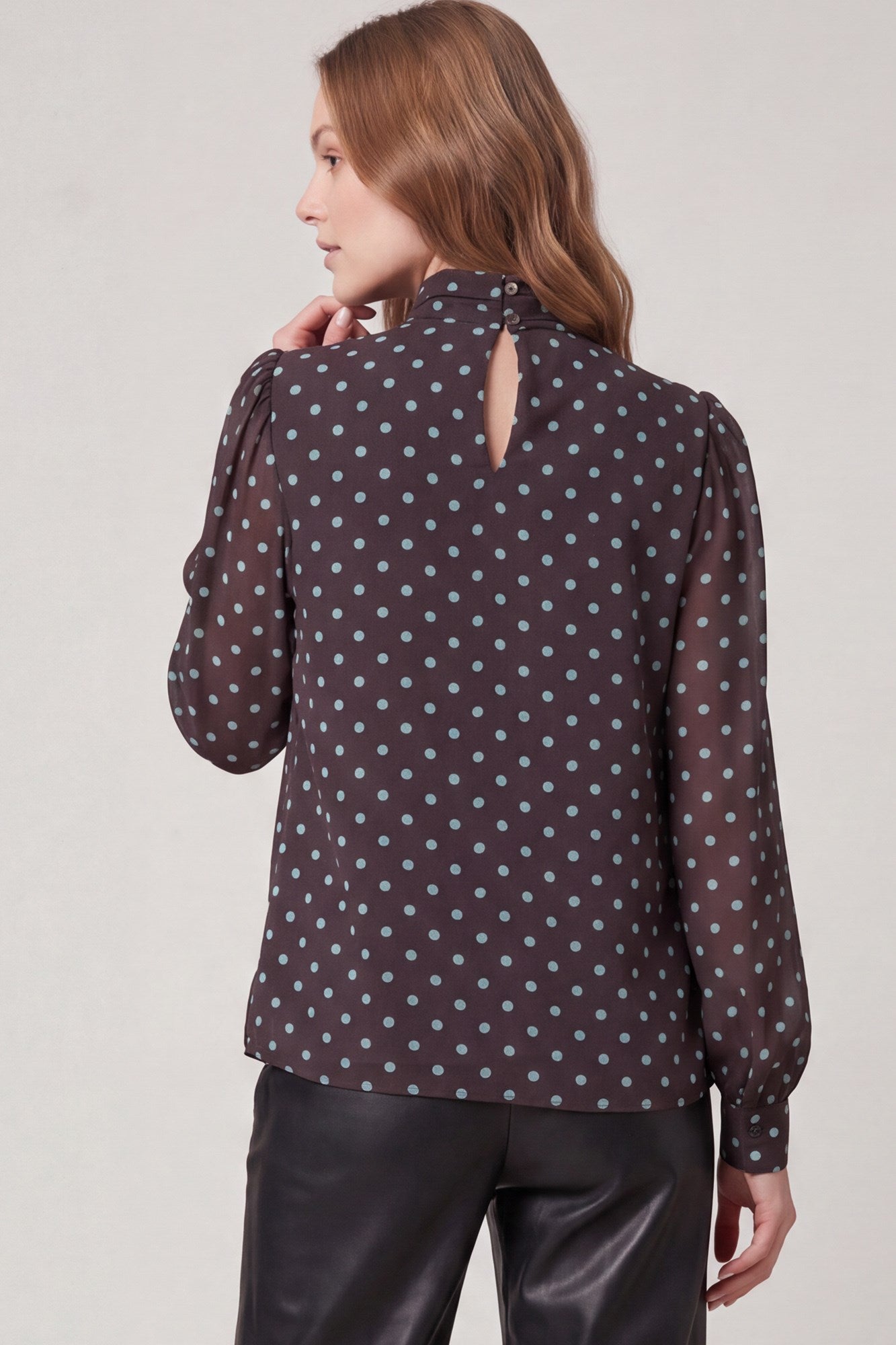Brown & Blue Polka Dot Top