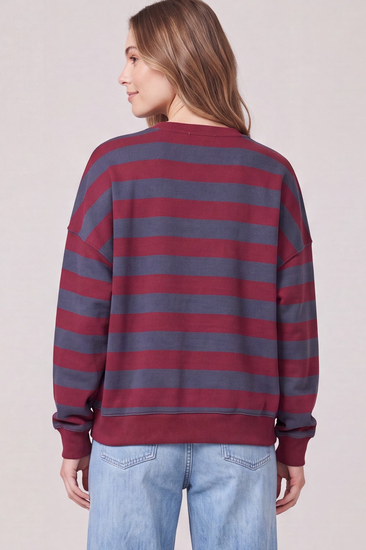 Wine & Charcoal Crew Pullover