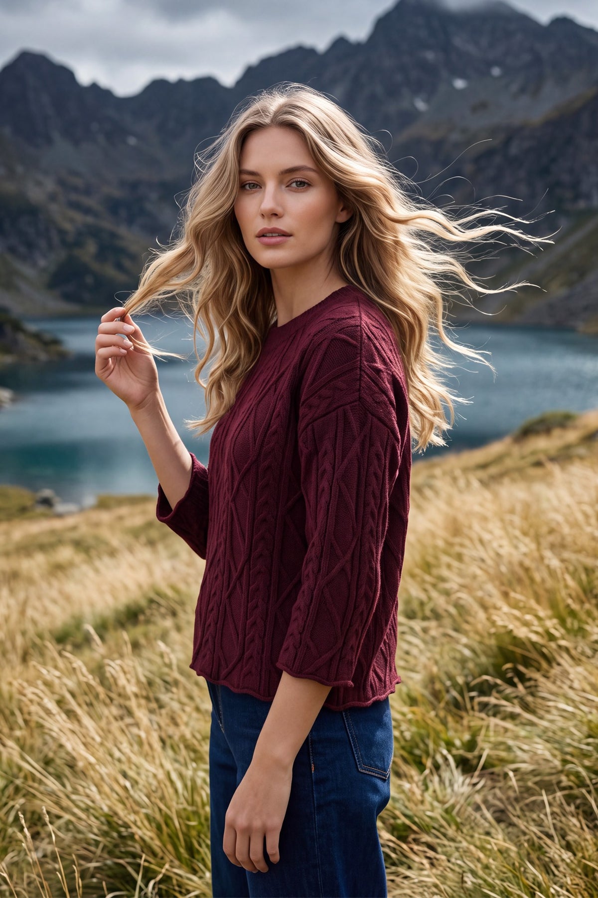Wine Cable Sweater