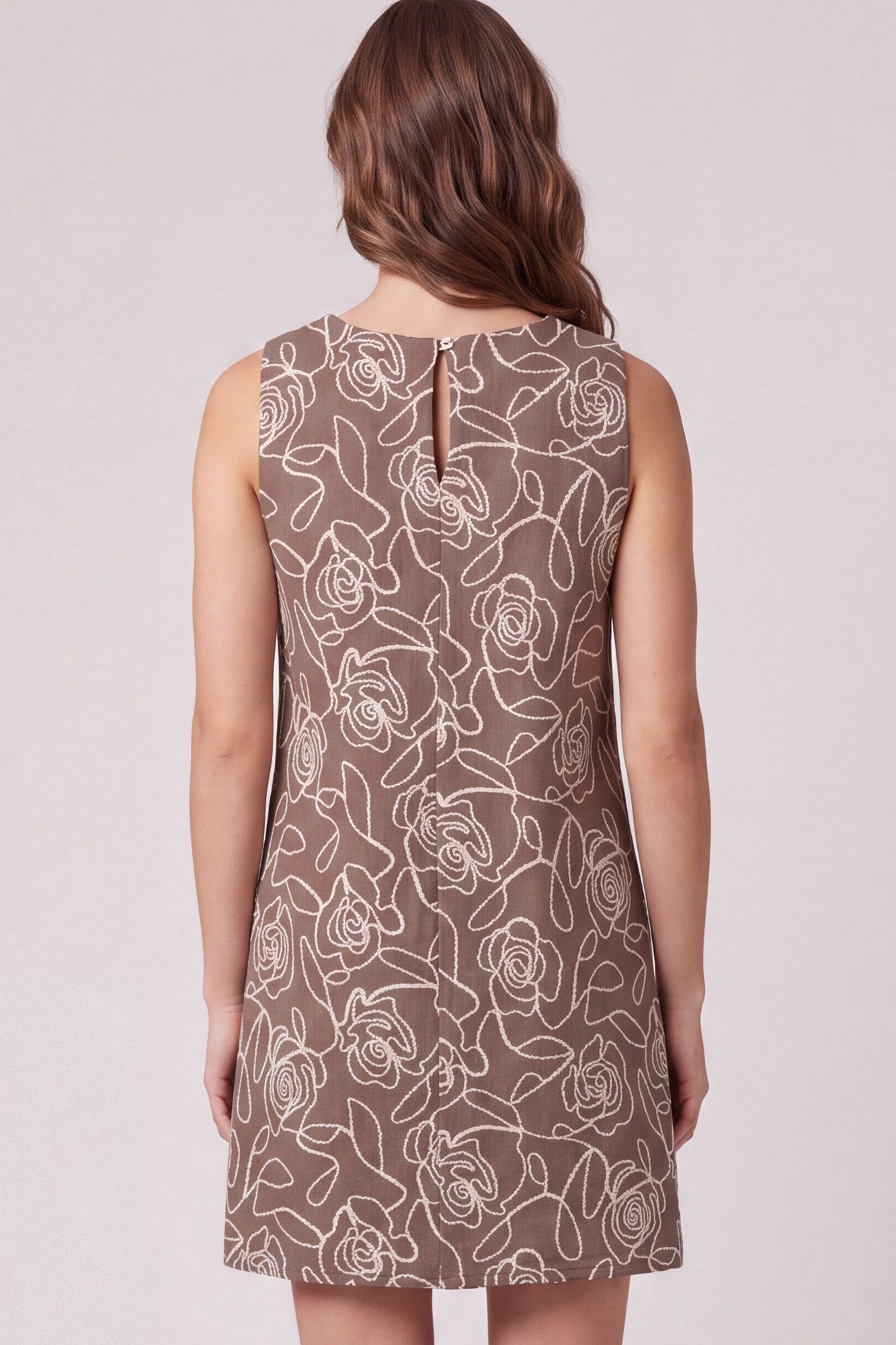 Faux Suede Embroidery Dress