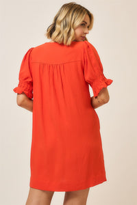 Coral Pleated Dress