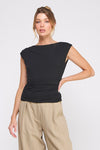 Black Sleeveless Ruched