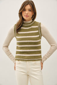 Olive Stripe Sweater Vest