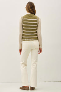 Olive Stripe Sweater Vest