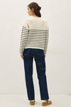 Cream Stripe Ribbed Sweater