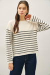 Cream Stripe Ribbed Sweater
