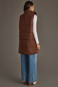 Brown Long Puffer Vest
