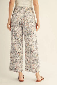 Ivory Floral Wide Leg Pant