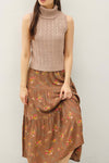 Brown Floral Tier Skirt