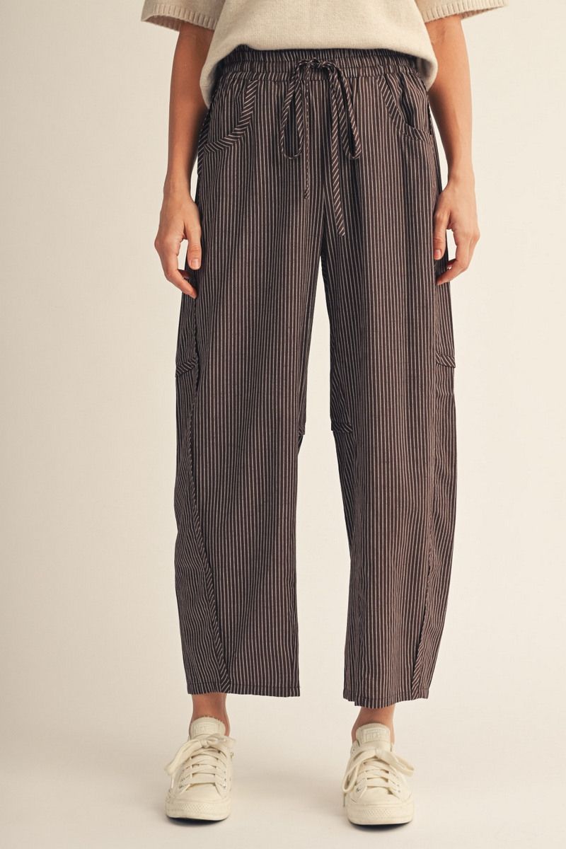Brown Stripe Barrel Pant
