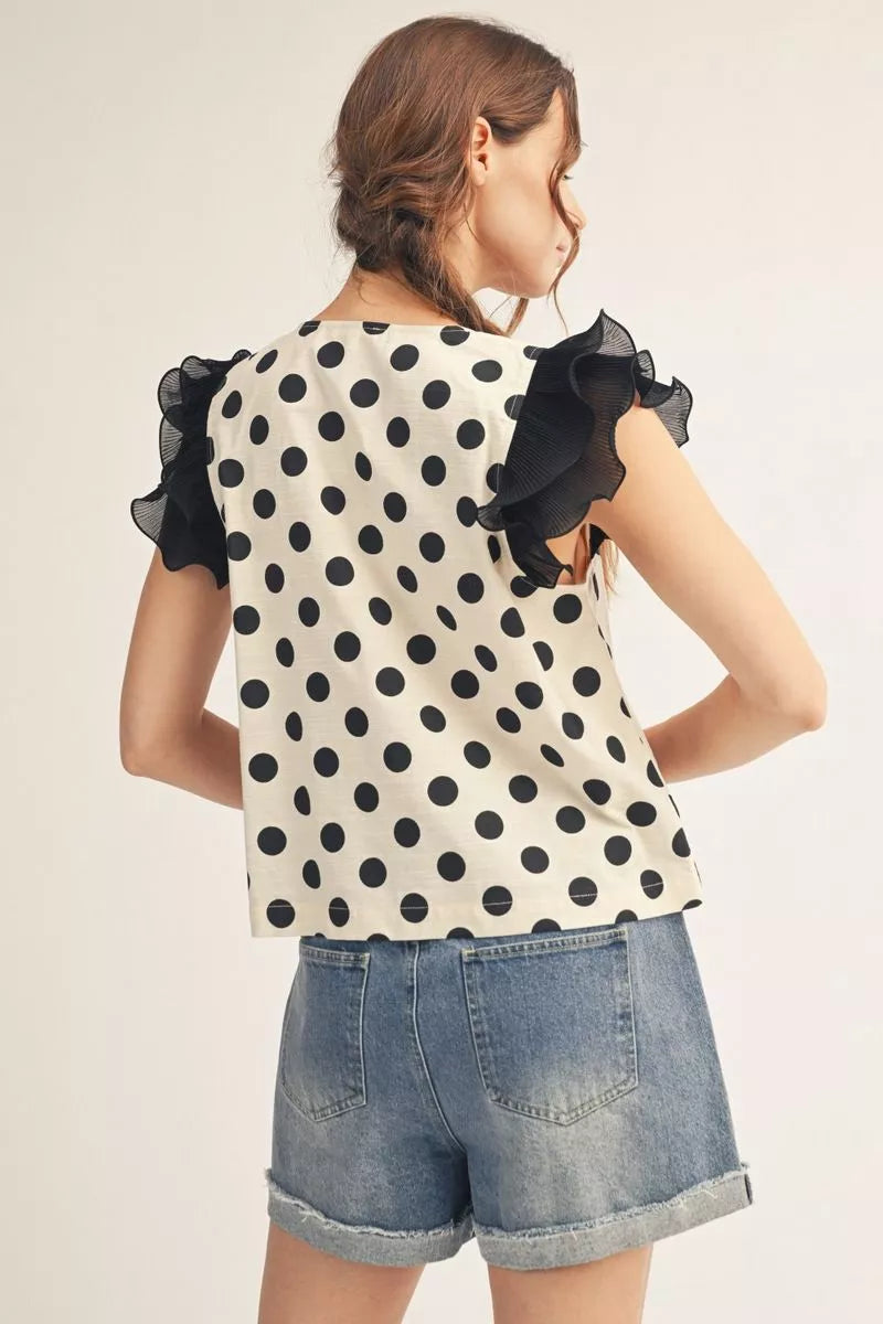 Black Polka Dot Mesh Sleeve