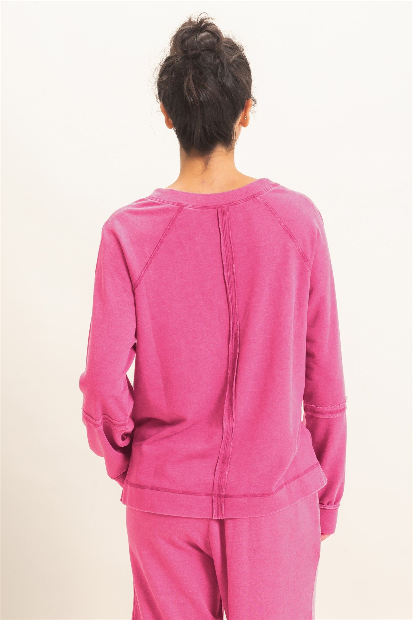 Pink French Terry V-Neck