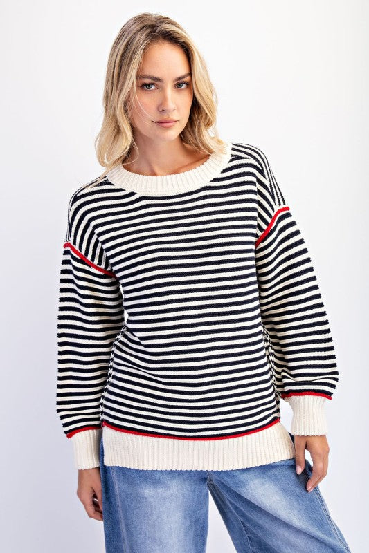 Black Stripe Oversize Sweater