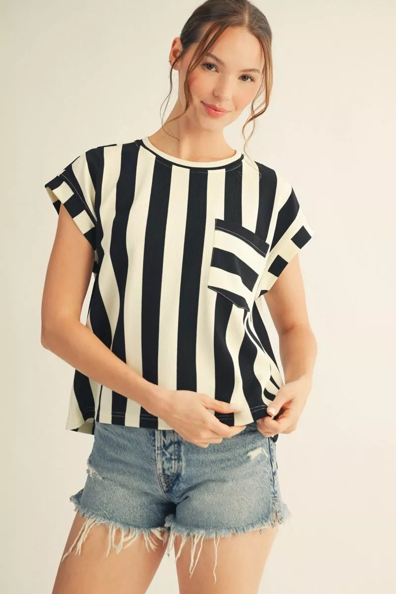Black Bold Stripe Top