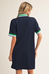 Navy Zip Up Accent Dress