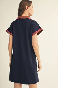 Navy Contrast Accent Dress