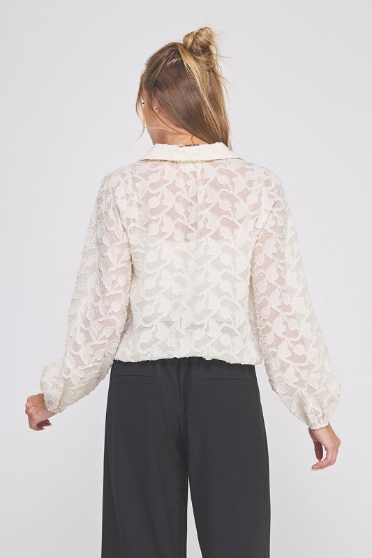 Cream Burnout Blouse