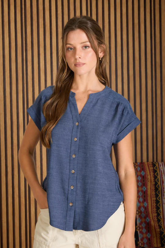 Split Neckline Buttondown