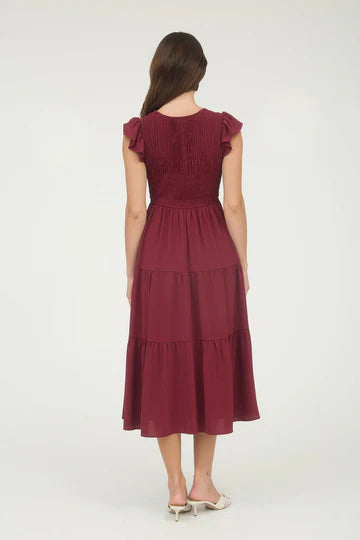 Burgundy Flutter Midi