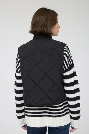 Black Quilted Snap Vest
