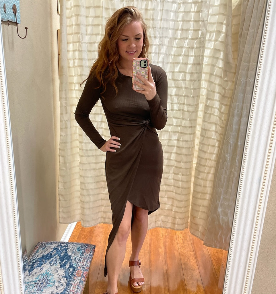 Brown Asymmetrical Dress