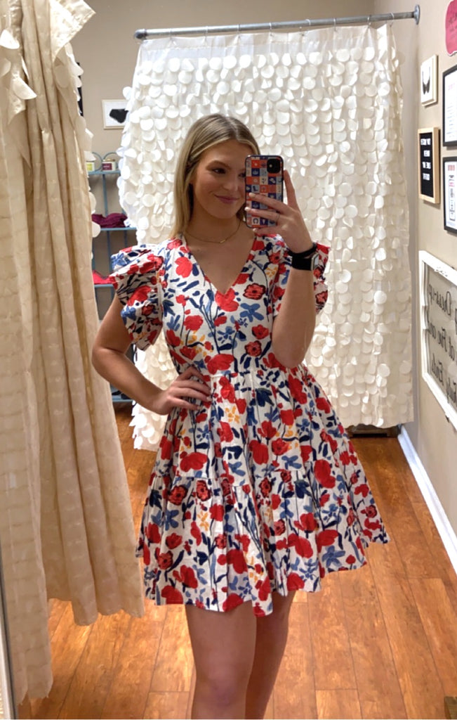 Floral V-Neck Tier Dress