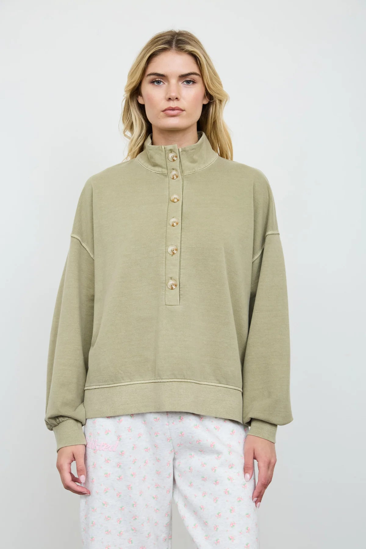 Olive Mock Henley