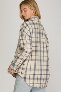 Cream Plaid Shacket