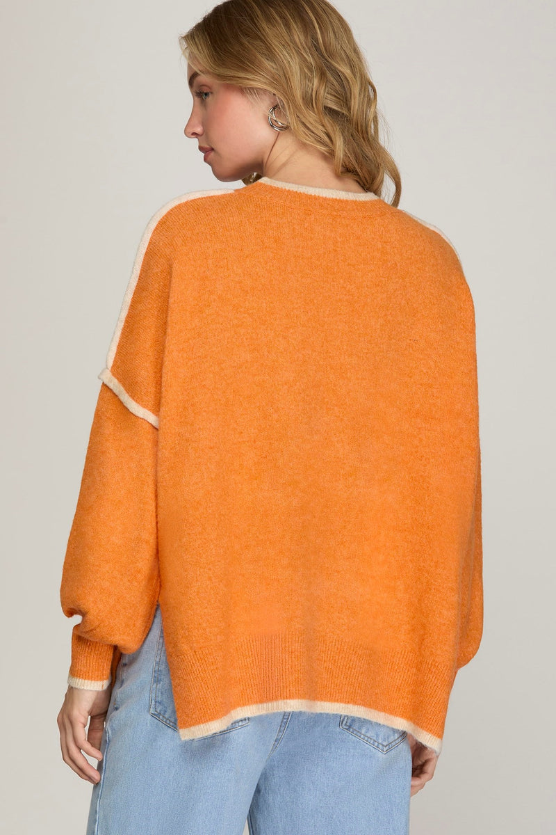 Orange Contrast Sweater