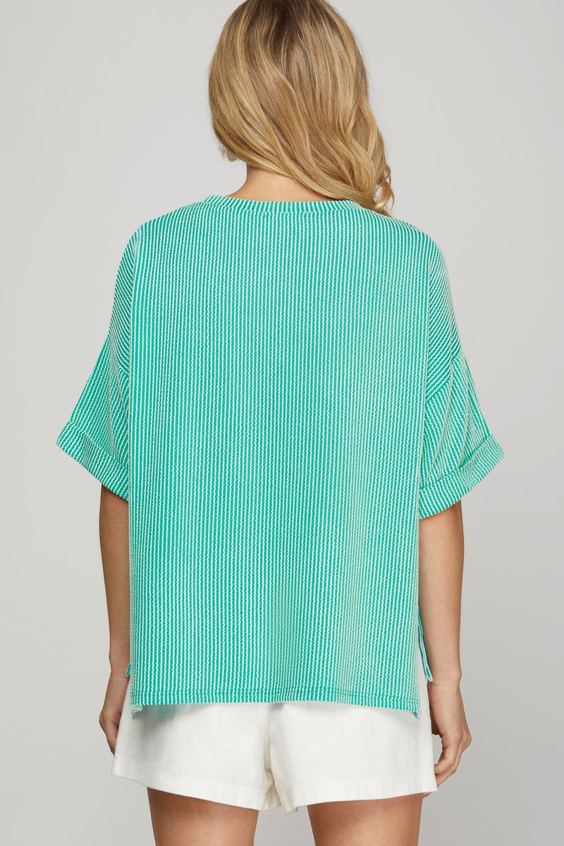 Mint Ribbed Top