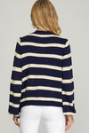 Navy Stripe Button Sweater