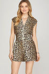 Leopard Front Zip Romper
