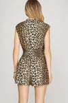 Leopard Front Zip Romper