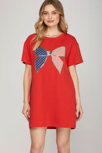 Red Flag Bow Dress