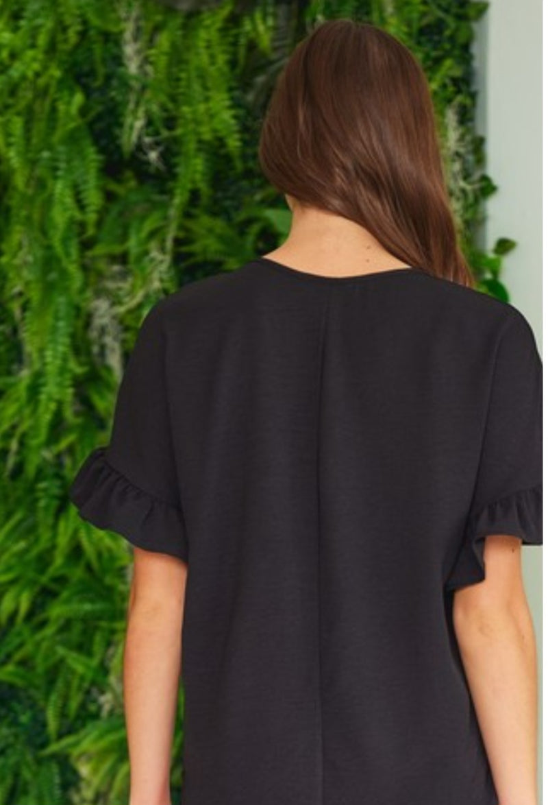 Black Ruffle Sleeve