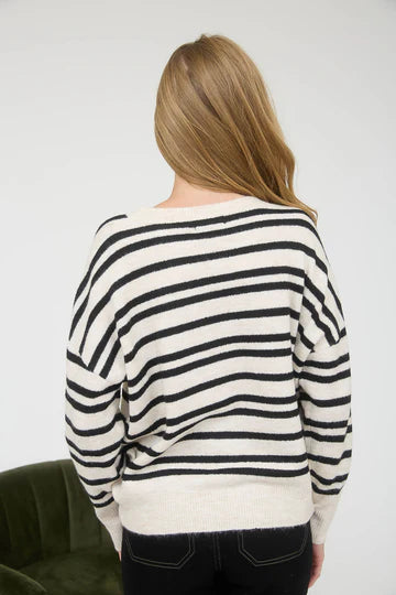 Cream & Black Stripe Sweater