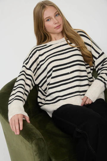 Cream & Black Stripe Sweater
